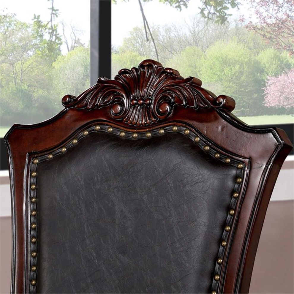 Furniture of America Exa Wood Padded Side Chair in Brown Cherry (Set of 2)   Victorian   Dining Chairs   by Homesquare  Houzz