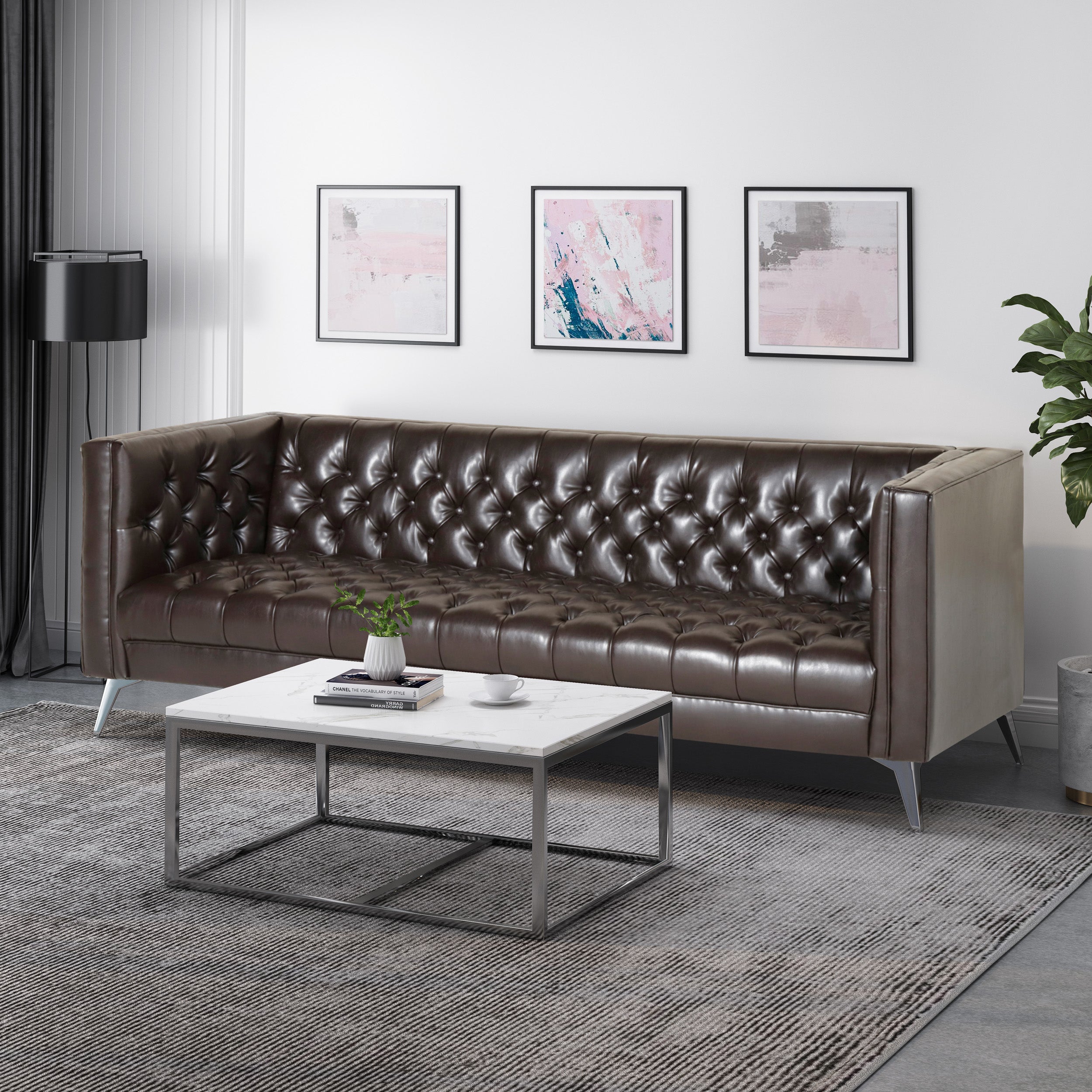 Harnoor Contemporary Tufted 3 Seater Sofa