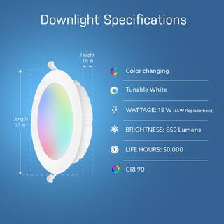 Feit Electric 6 in. 65W Equiv Tunable CCT Canless WiFi Smart Integrated LED Retrofit White Recessed Light Trim Shallow Ceiling(4-Pack) LEDR6XTRGBWCAAG4