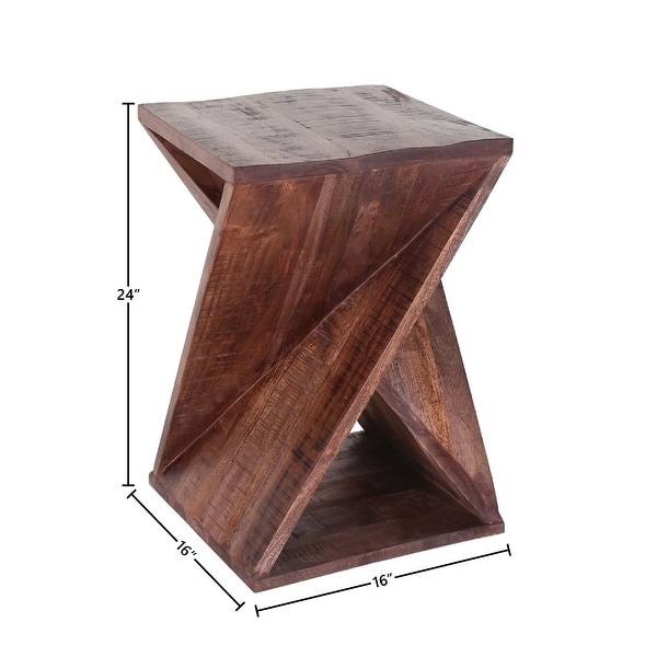 Jackie Handmade Acacia Modern Pedestal Side Table