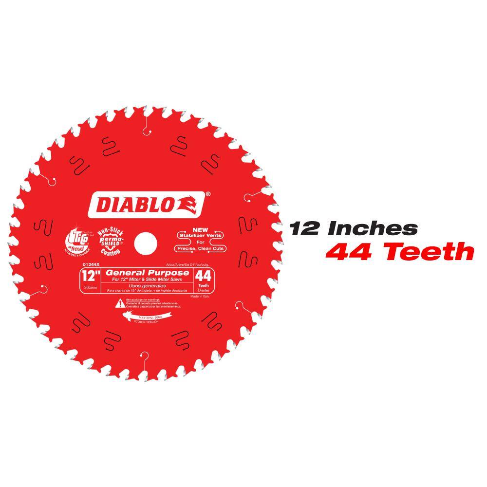 DIABLO 12 in. x 44-Tooth General Purpose and 12 in. x 80-Tooth Fine Circular Saw Blades (2-Blades) D12441280X2GS