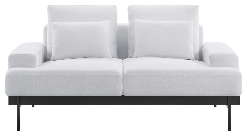 Proximity Upholstered Fabric Loveseat  White   Midcentury   Loveseats   by Homesquare  Houzz