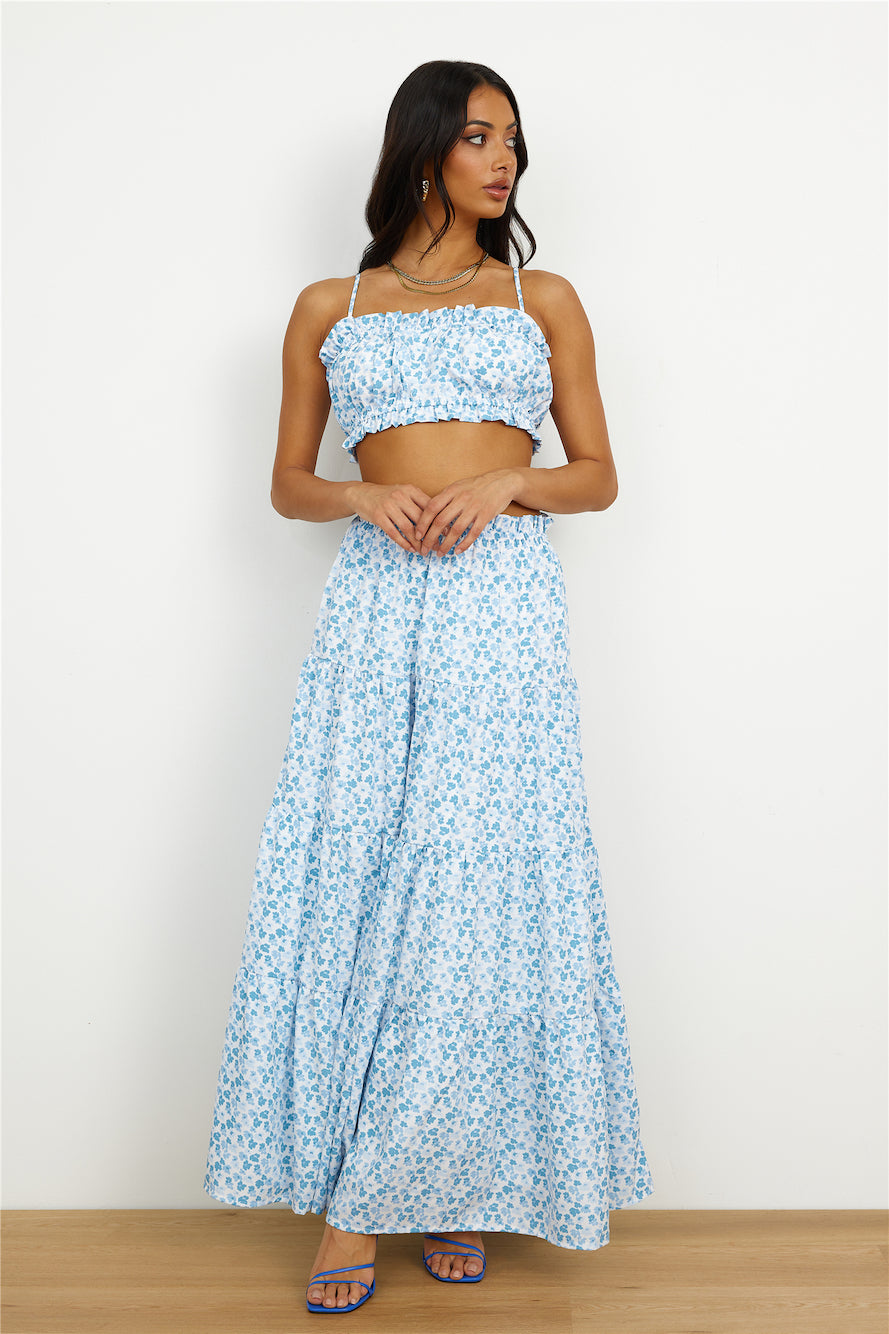 Pretty Dance Maxi Skirt Blue