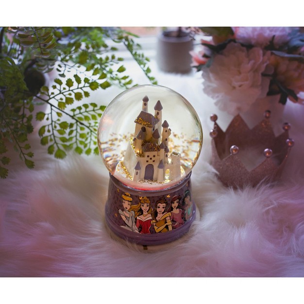 Silver Buffalo Disney Princess Castle Light up Snow Globe 6 Inches Tall