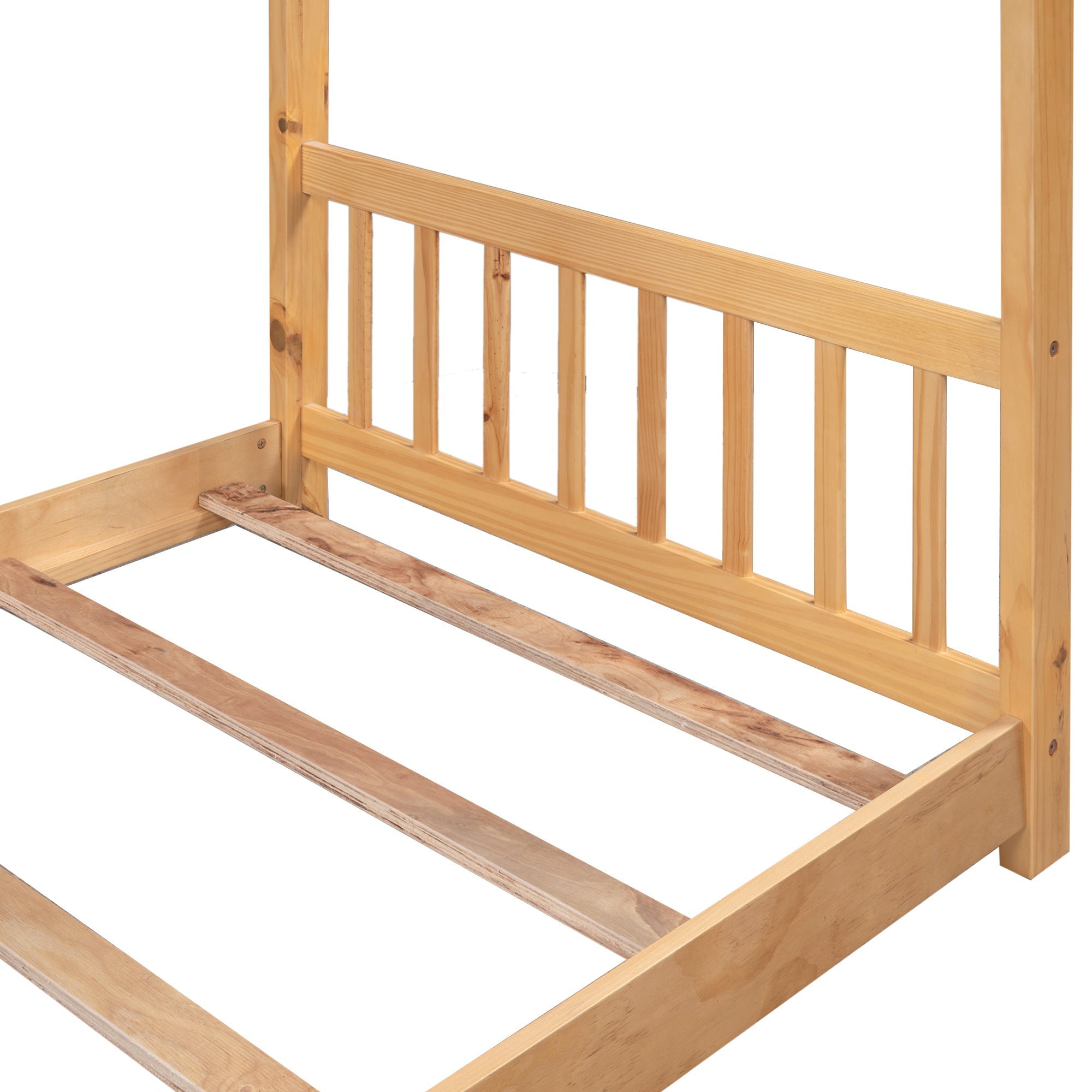 Euroco Wood House-Shaped Platform Bed for Kids, Wood Color