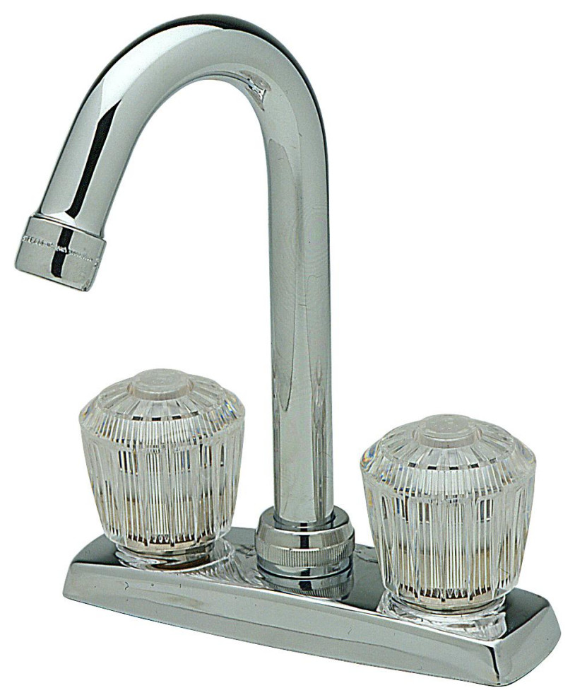 LKA2475LF 4 quotCenterset Deck Mount Faucet With Gooseneck Spout  Chrome   Transitional   Utility Sink Faucets   by Buildcom  Houzz