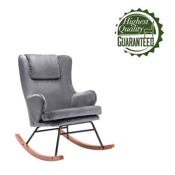 Porthos Home Dax Rocking Accent Chair， Velvet， Rubber Wood and Steel Legs