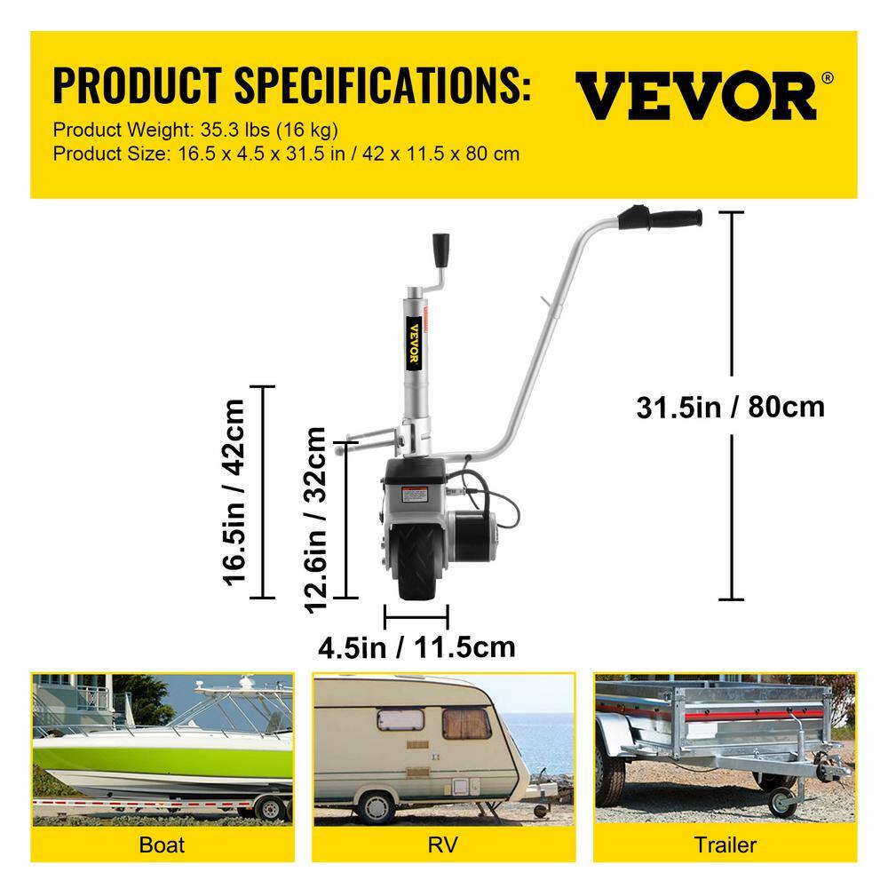 VEVOR Trailer Mover Dolly 5000 lbs. Capacity Electric Trailer Dolly with 7.5 in. Pneumatic Tires for Yard Carports Driveways 12VJW01YCQ0000001V0