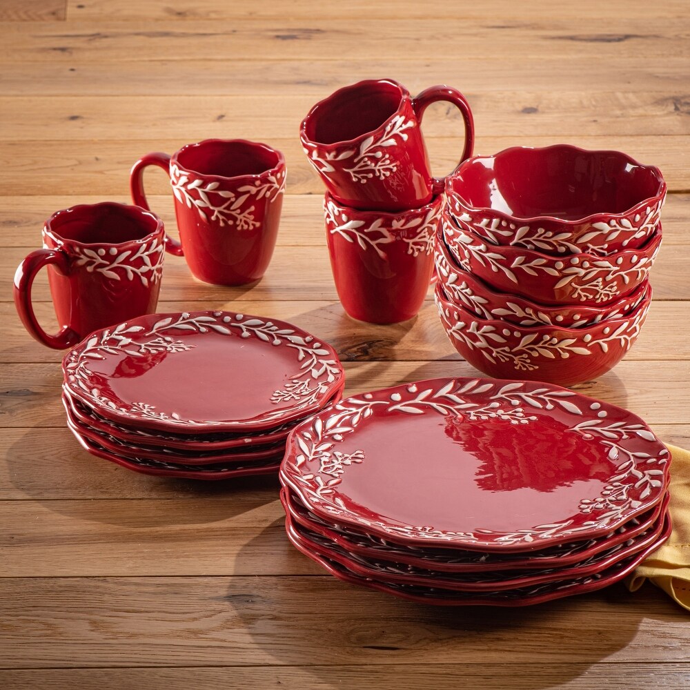 American Atelier Bianca Mistletoe 16 Piece Dinnerware Set