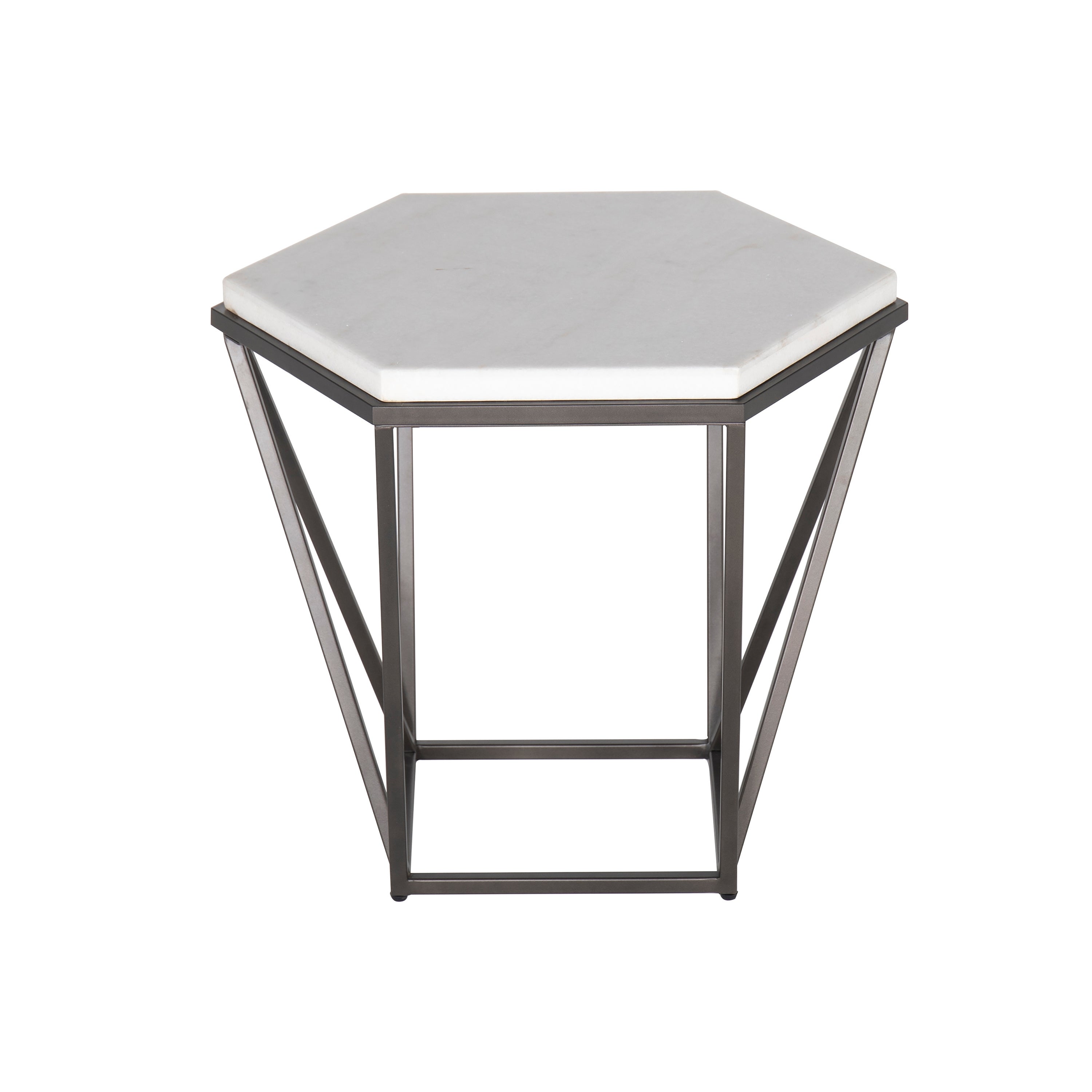 Porch and Den Crandall White Marble Top End Table