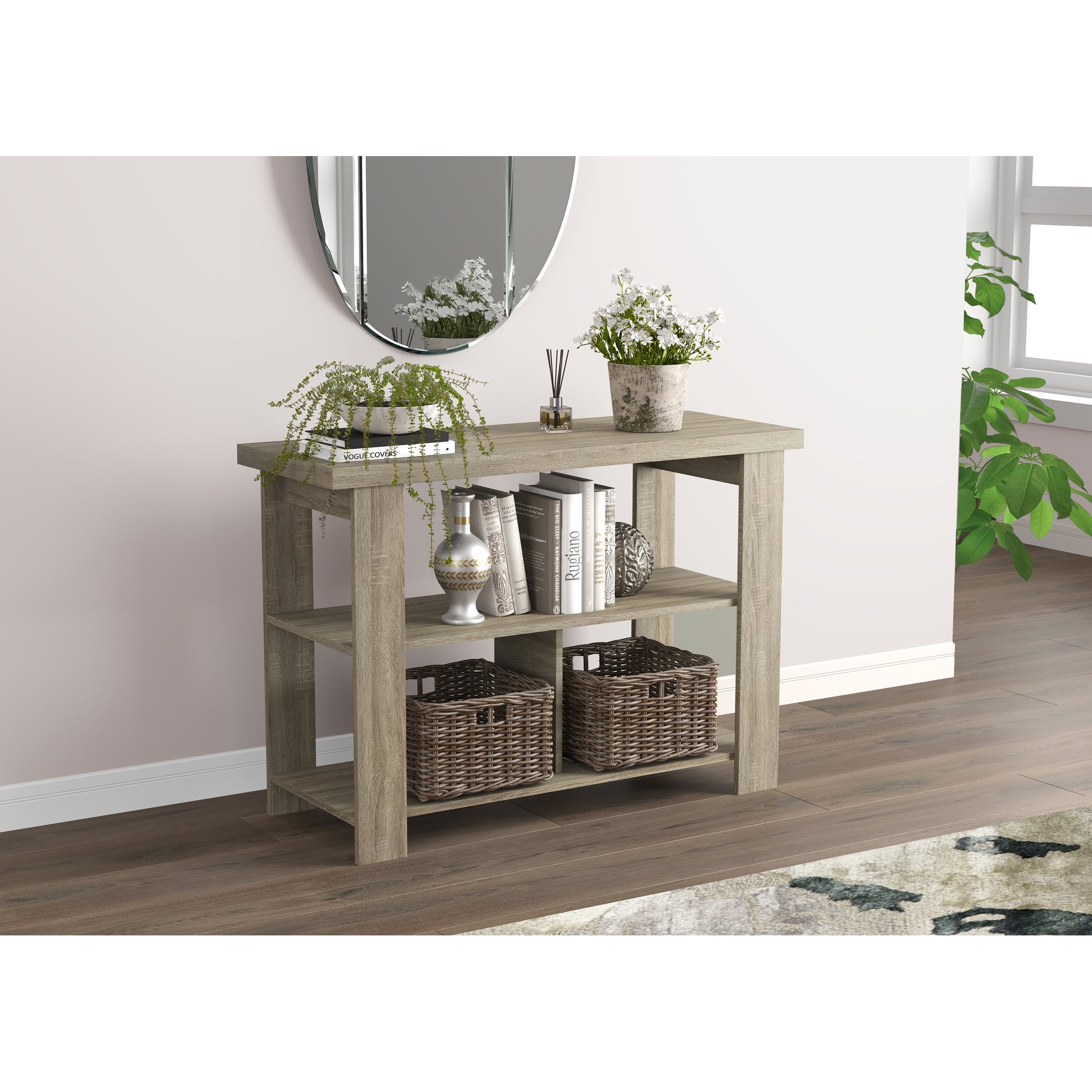 Console Table 41.25L Dark Taupe 3 Shelves - 41'5 x 15'5' x 29' - 41'5 x 15'5' x 29'