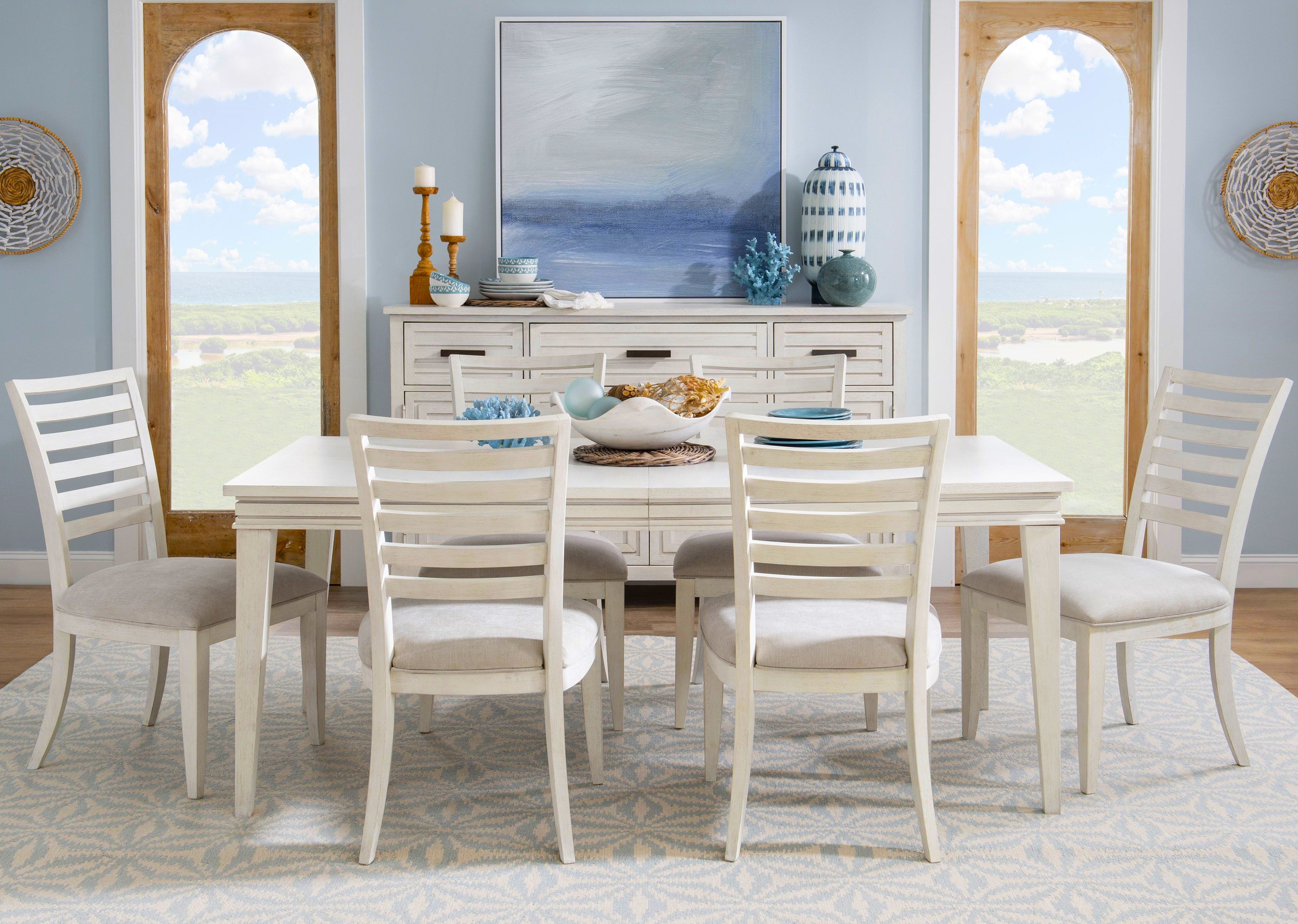 Coastal White Dining Set 7-Pc Extendable (74-92)