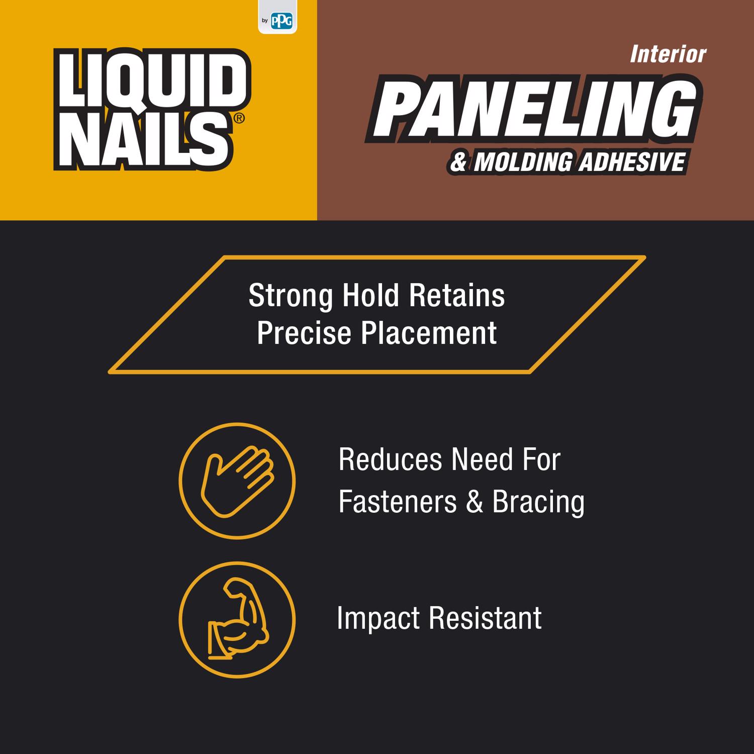 Liquid Nails Paneling \u0026 Molding High Strength Latex Adhesive 10 oz