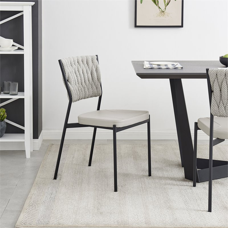 New Pacific Direct Leander 17.5 quotMetal  ampFabric Dining Chair in Gray (Set of 4)   Midcentury   Dining Chairs   by Homesquare  Houzz