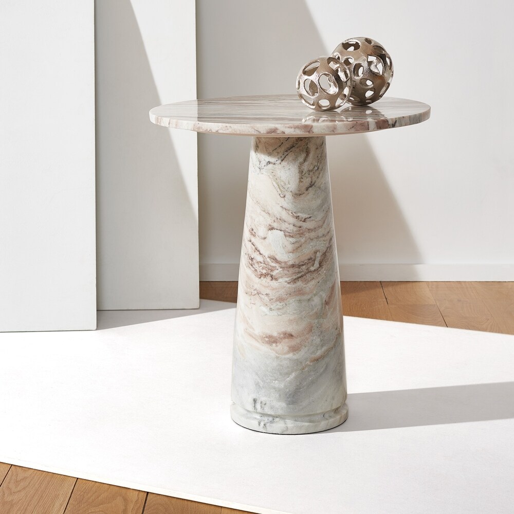 SAFAVIEH Couture Valentia Tall Round Marble Accent Table