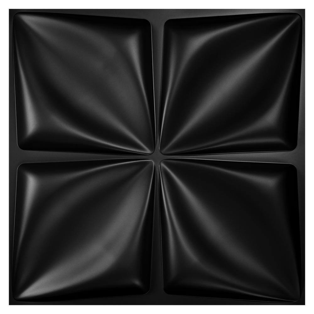 Art3d Butterfly Pattern 19.7 in. x 19.7 in. PVC Decorative 3D Wall Panel in Black (Set of 12) A10hd001BKP12