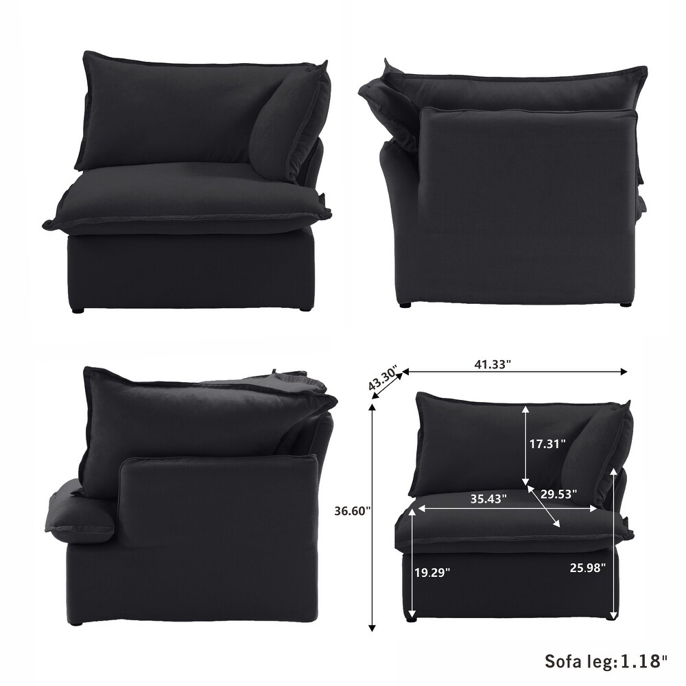 L Shape Modular Sectional Sofa 5 Seats with Chaise Ottoman