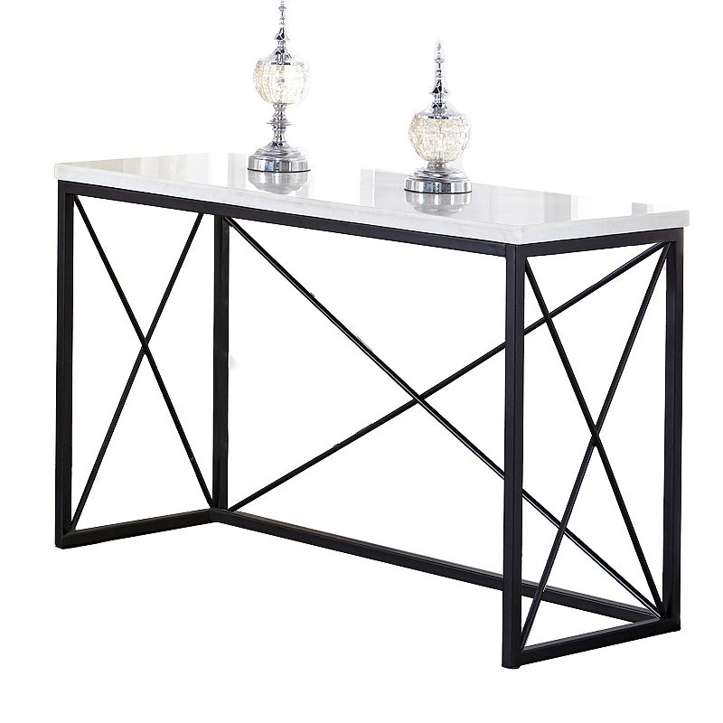 Steve Silver Co. Skyler White Marble-Top Rectangle Sofa Table