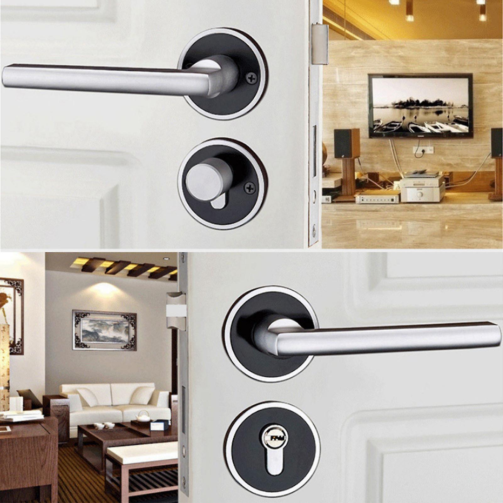 European Style Durable Door Handle Front Back Lever Lock Cylinder With Keys Aluminum