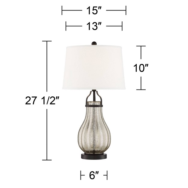 Tall Oil Rubbed Bronze Fluted Mercury Glass White Drum Shade For Bedroom Living Room