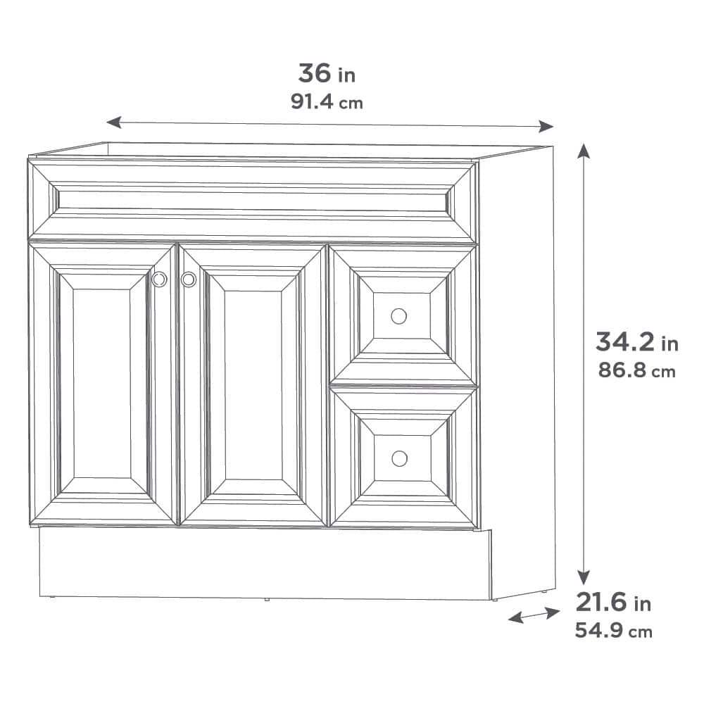 Glacier Bay Glensford 36 in W x 2165 in D x 3421 in H Bath Vanity Cabinet Only in White