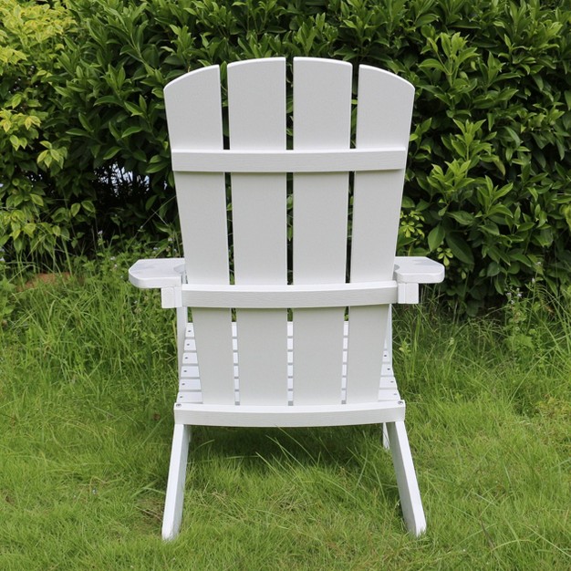 Lakeside Faux Wood Adirondack Outdoor Portable Chair White Merry Products