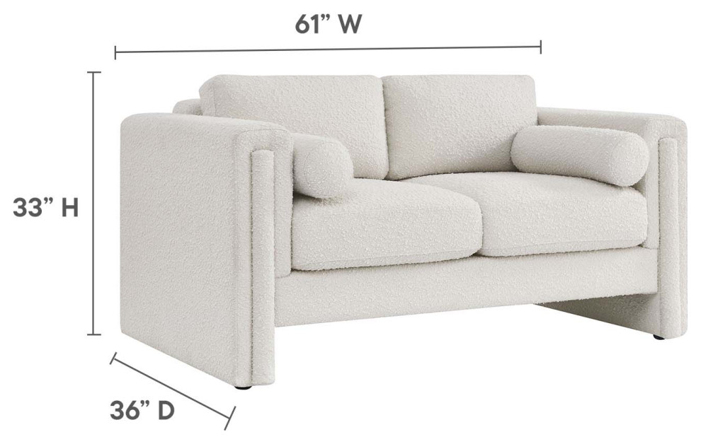 Visible Boucle Fabric Loveseat   Ivory   Transitional   Loveseats   by First of a Kind USA Inc  Houzz