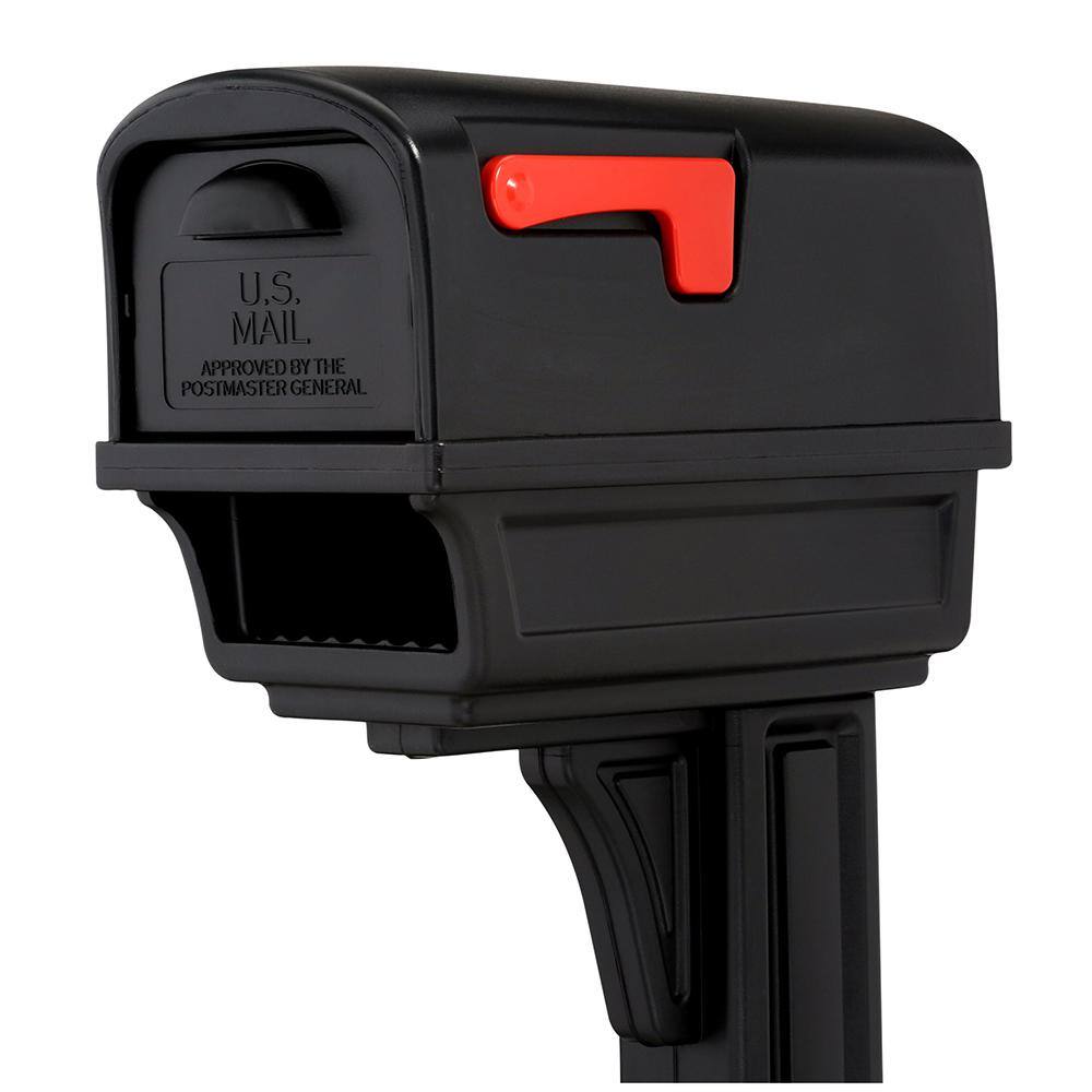 Architectural Mailboxes Gentry Black Medium Plastic All-in-One Mailbox and Post Combo GGC1B00AM