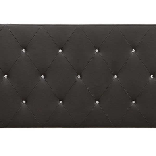 Silver Orchid Heston Contemporary Crystal Diamond Tufted Black Headboard - - 21906887