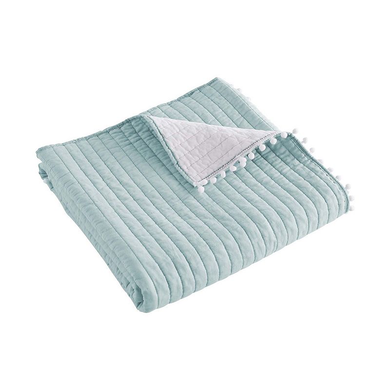 Levtex Home Pom Pom Blue Haze Quilted Throw