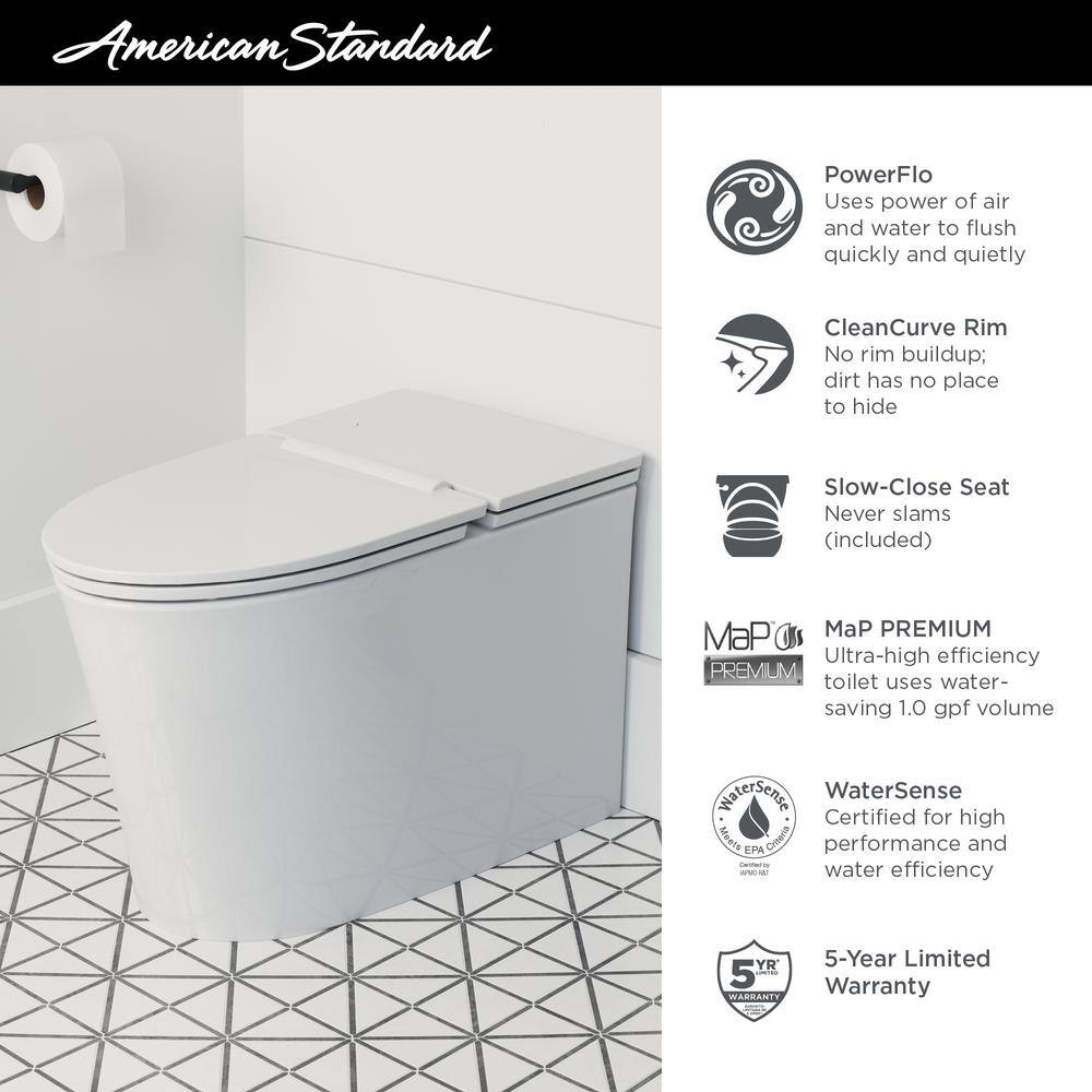 American Standard Studio S 1-piece 1.0 GPF Single Flush Elongated Low-Profile Toilet in White Seat Included 2548A100.020