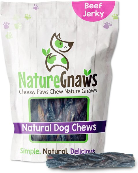 Nature Gnaws 5-6-inch Braided Beef Jerky Dog Chews， 10 count