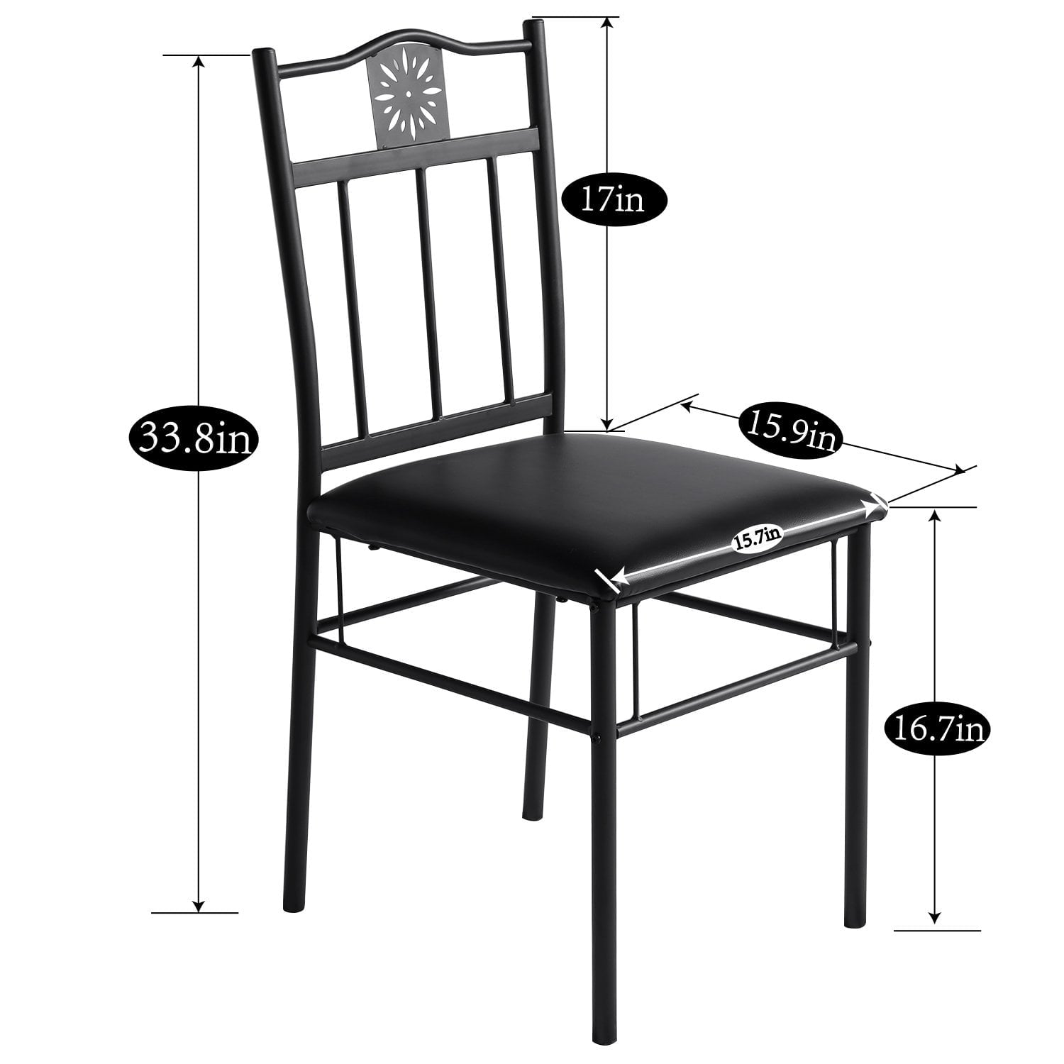 3-Piece Dining Table Sets with 2 Black Chairs for Kitchen, Dinette, Breakfast Nook, Brown