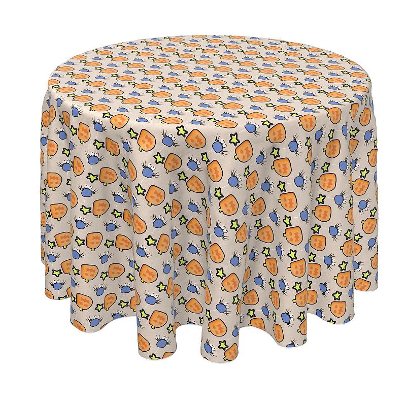 Round Tablecloth， 100% Polyester， 90 Round， Pacman Halloween