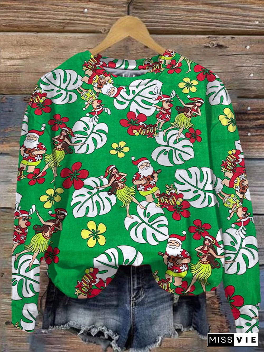 Women's Hawaiian Christmas Print Sweatshirt