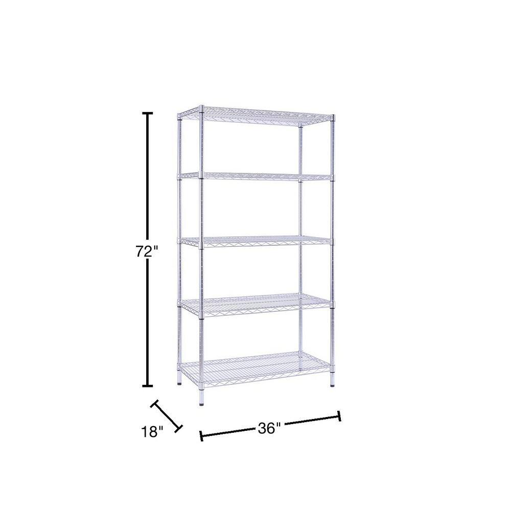 mzg 5 Tier Commercial Chrome Shelving Unit 18 in. x 36 in. x 72 in. U4590180OIBH513KC