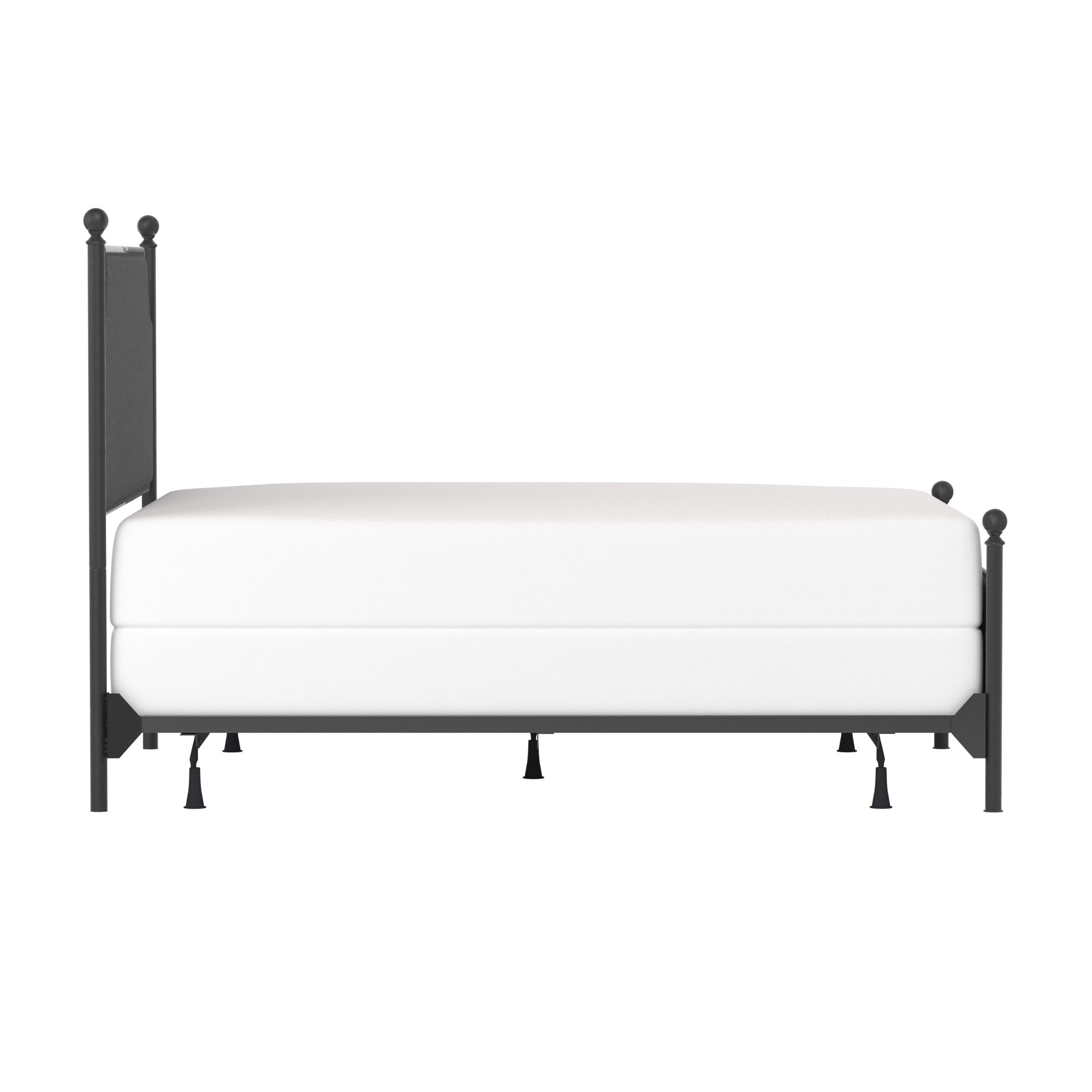 Hillsdale Furniture McArthur Metal Upholstered Queen Bed, Matte Black with Gray Fabric