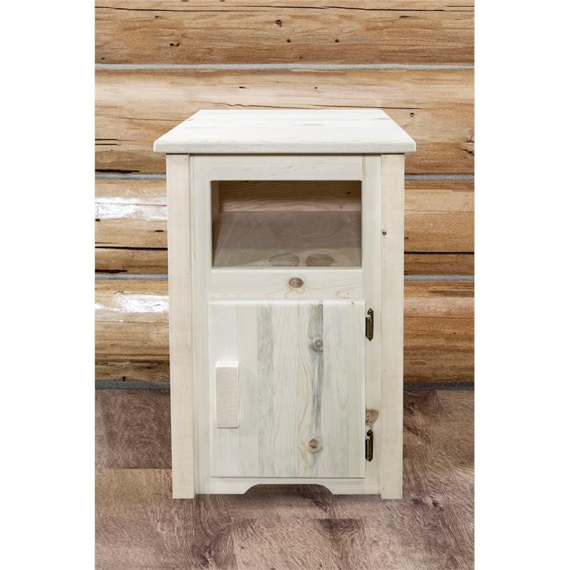 Montana Woodworks Homestead Solid Wood End Table with Door in Natural Lacquered   Rustic   Side Tables And End Tables   by Homesquare  Houzz