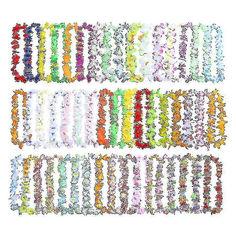 100pcs Hawaiian Necklace Tropical Hawaii Cloth Flower Wreath Party Decor，50pcs