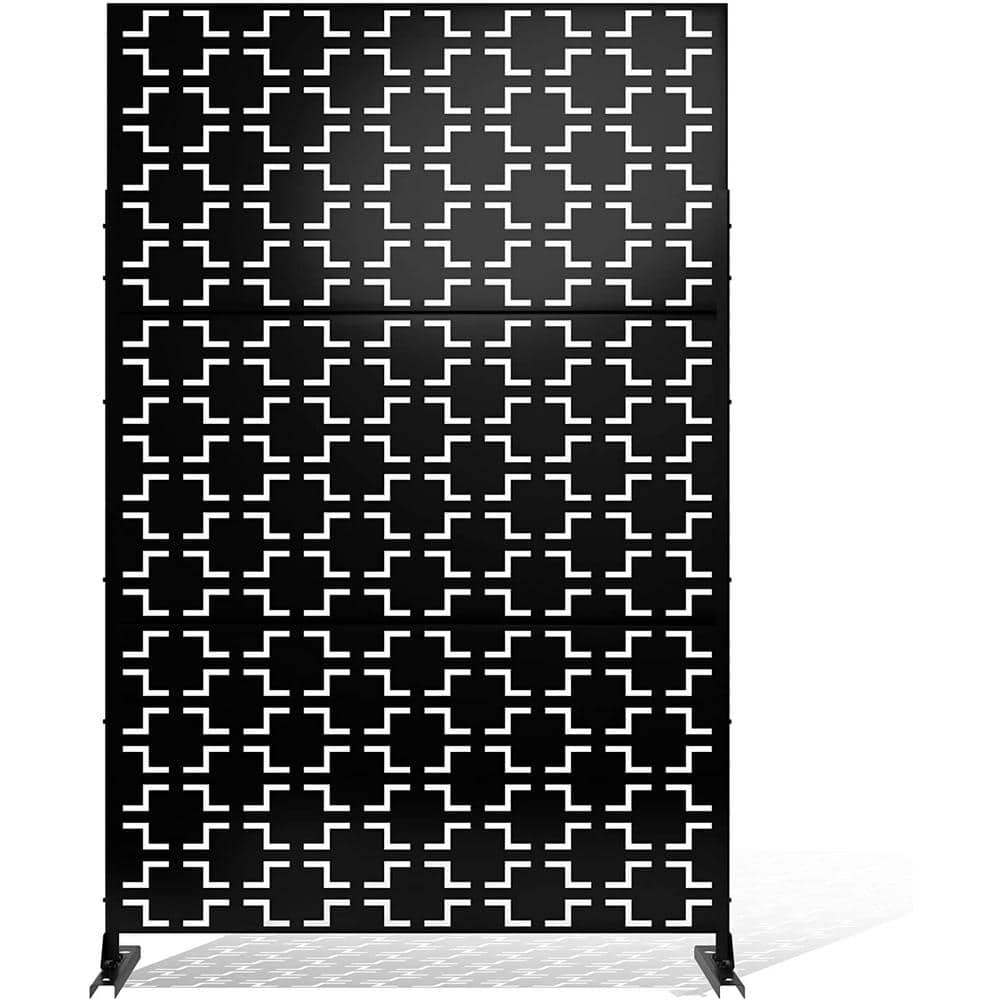 Tunearary 76 in. H Black Outdoor Privacy Screens and Panels with Stand for Patio Deck Balcony Backyard Garden LYFD0102HPKMYY