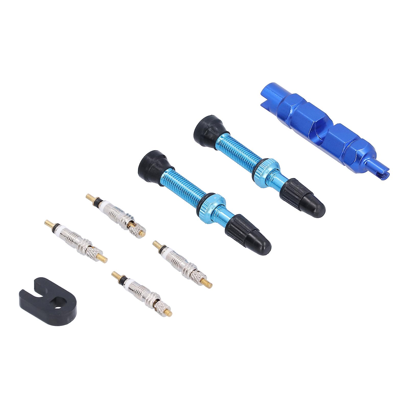 1.6in Tubeless Valve Stem French Type Aluminum Alloy Accessories For Road Bicycles Mountain Bikesblue