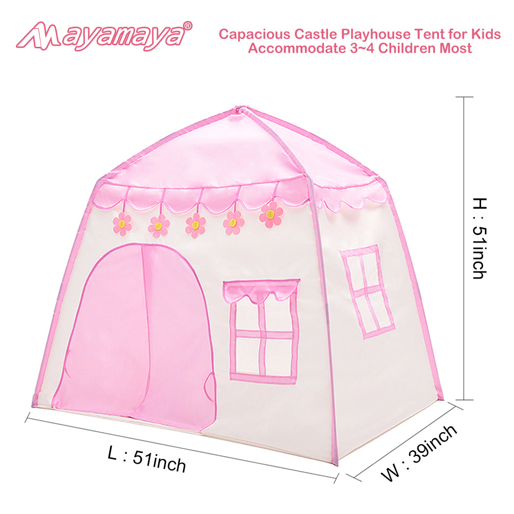 Princess Castle Tent for Kid Girls AYAMAYA- Kids Durable Pink Playhouse Tents Indoor andOutdoor Large Children Play Room for Imaginative Games Toys for Child Birthday Gifts for Girls(Pink)