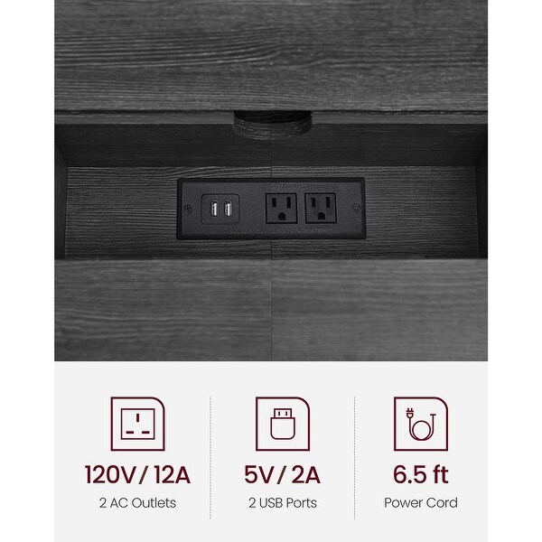 Narrow Console Table - 70.9 Inch Sofa Table with 2 Outlet and 2 USB Ports， Long Entryway Table， Home Office or Living Room