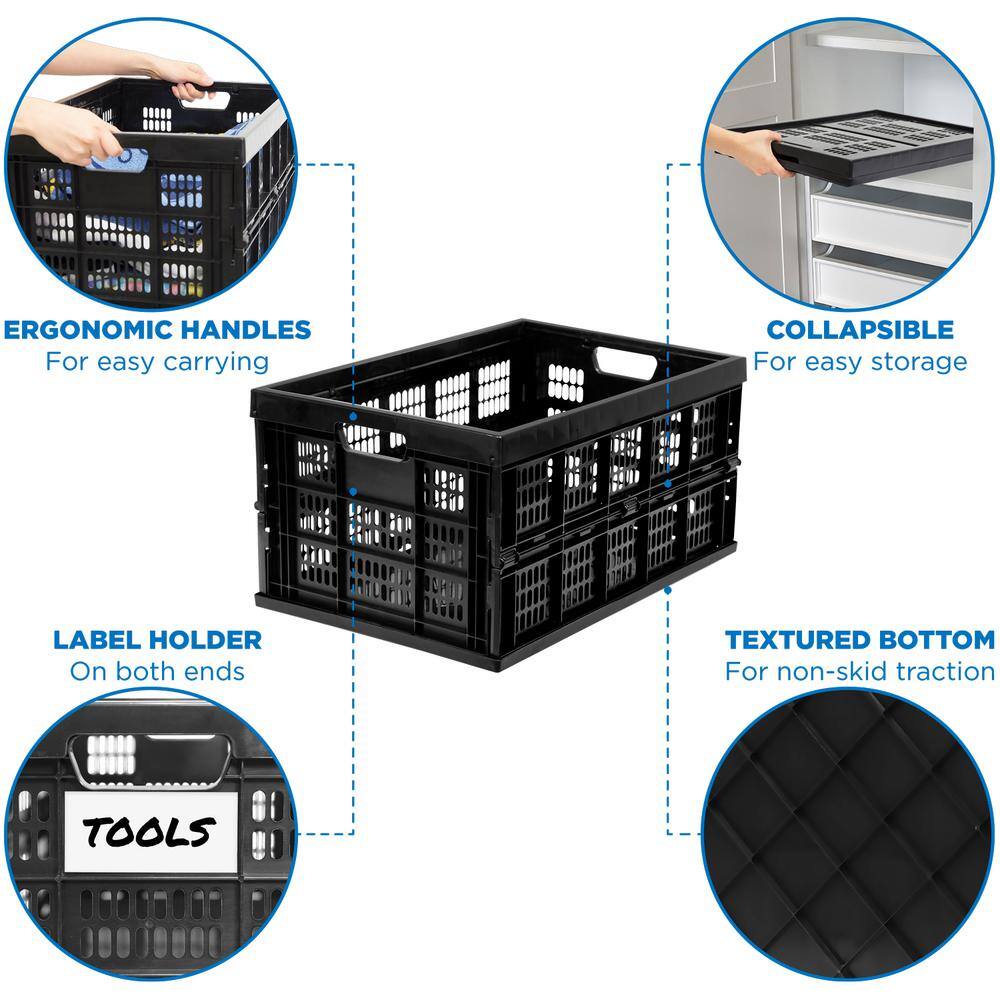 MOUNT-IT! 10.5 in. H x 13.88 in. W x 20.5 in. D Black Plastic 1-Cube Organizer WI-3002