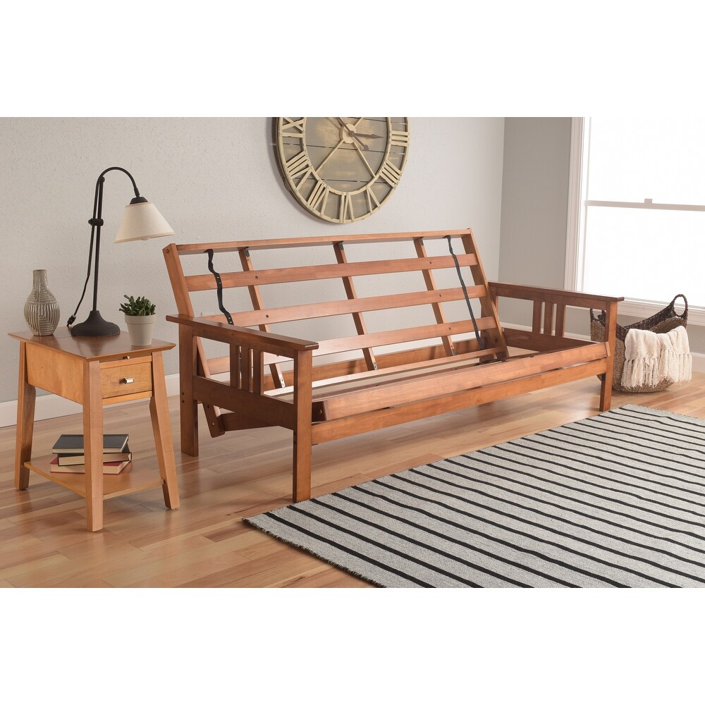 Somette Monterey Full size Futon Set in Barbados Finish with Twill Gray Mattress