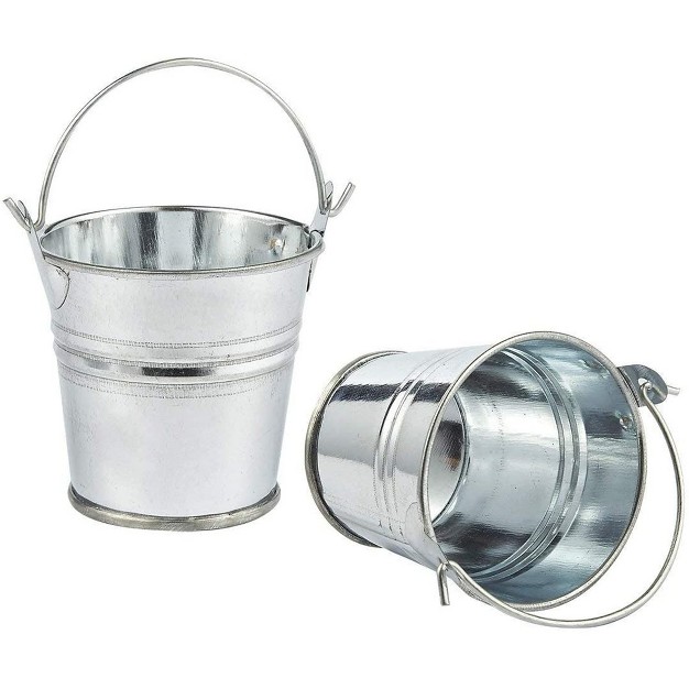 Juvale 24 Pack Mini Metal Buckets With Handles For Party Favors Small Galvanized Tin Pails 2 X 2 In