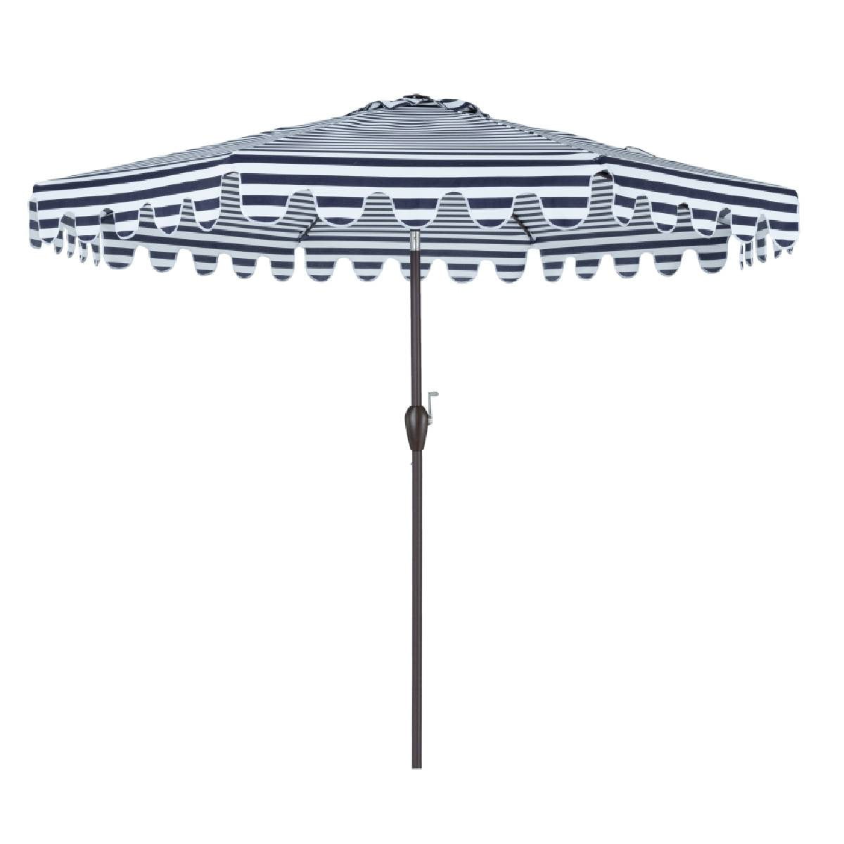 9' Navy Blue And White Stripe Octagonal Tilt Market Patio Umbrella