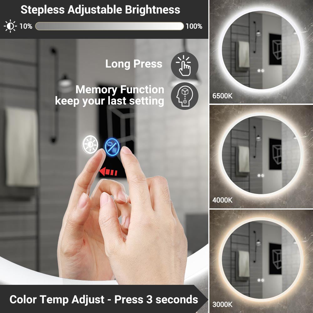 Yescom LED Bathroom Mirror Anti-Fog with Backlit Touch Switch