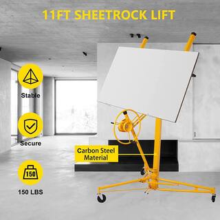 Runesay 16 ft. Drywall Panel Hoist Drywall Lift Rolling Panel Hoist Jack Lifter in Yellow CON-CRET-3