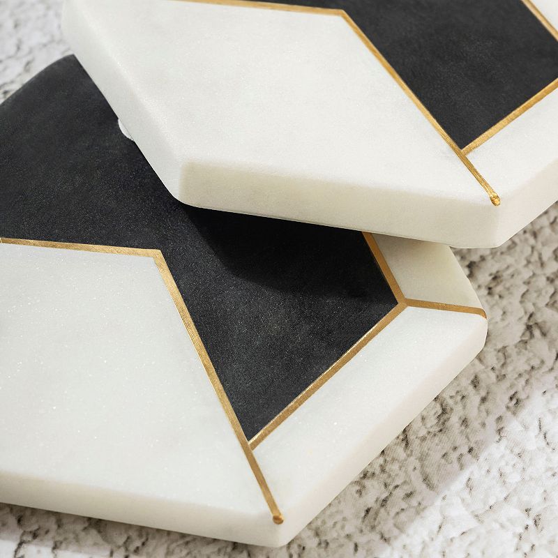 Dakota White Marble Coasters， Set of 4